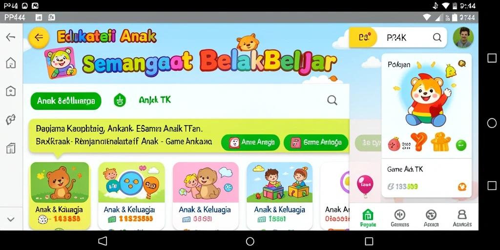 Screenshot PP444 menunjukkan antarmuka permainan edukatif yang menarik.
