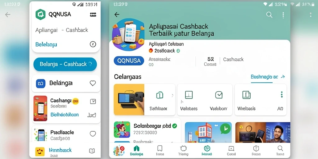 Antarmuka aplikasi QQNUSA yang menampilkan fungsi Cashback dengan jelas.