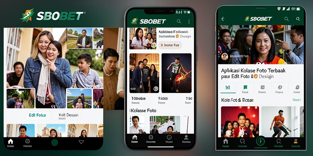 Screenshot aplikasi SBOBET menampilkan fitur kolase foto yang menarik.