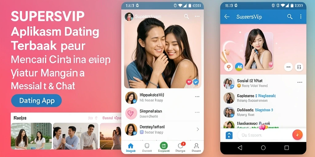 Antarmuka menarik SUPERSVIP dengan berbagai fitur Dating App.